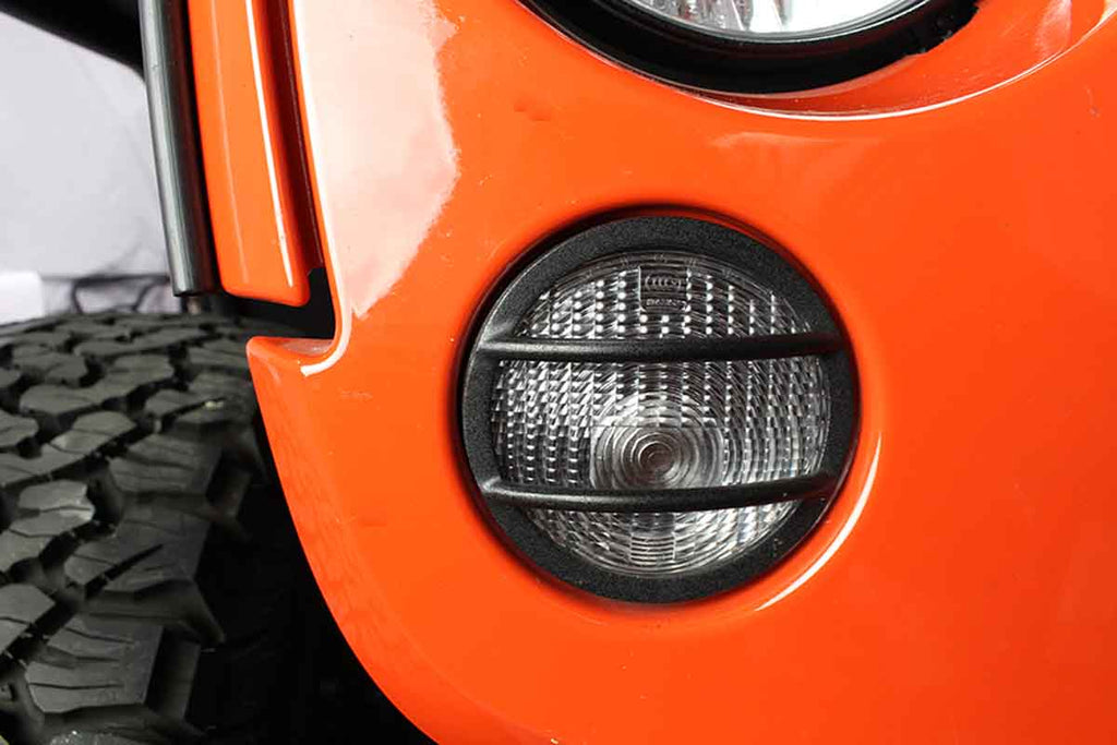 Close-up shot of the Kentrol Front Marker Covers for 2007-2018 Jeep Wrangler 80009 installed to the vehicle